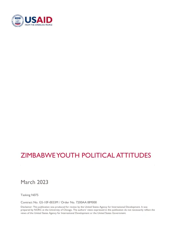 DRG learning, evaluation, and research (DRG-LER) II activity : Zimbabwe youth political attitudes and behavior assessment