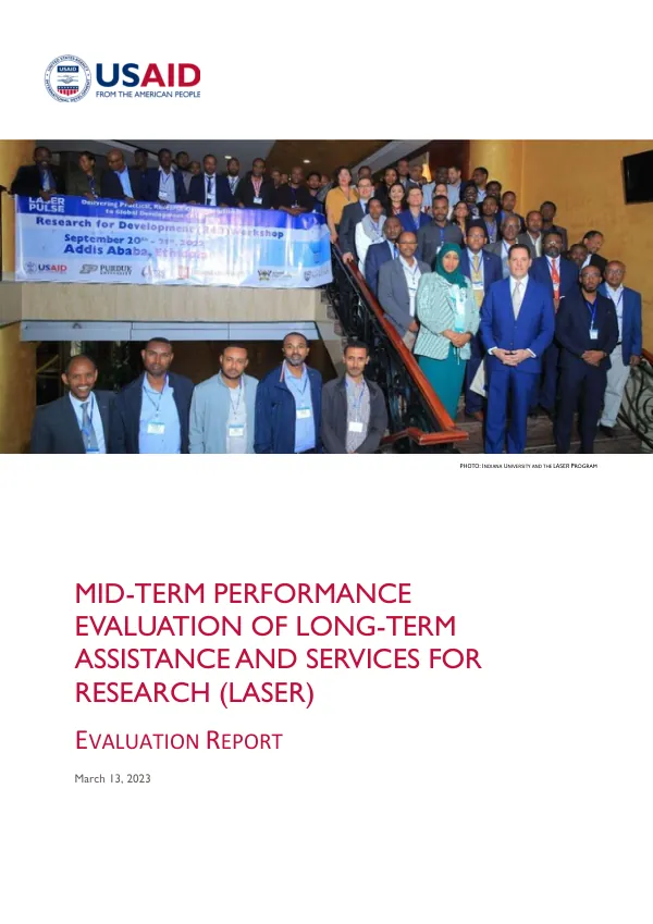 Mid-term performance evaluation of long-term assistance and services for research (LASER) : evaluation report