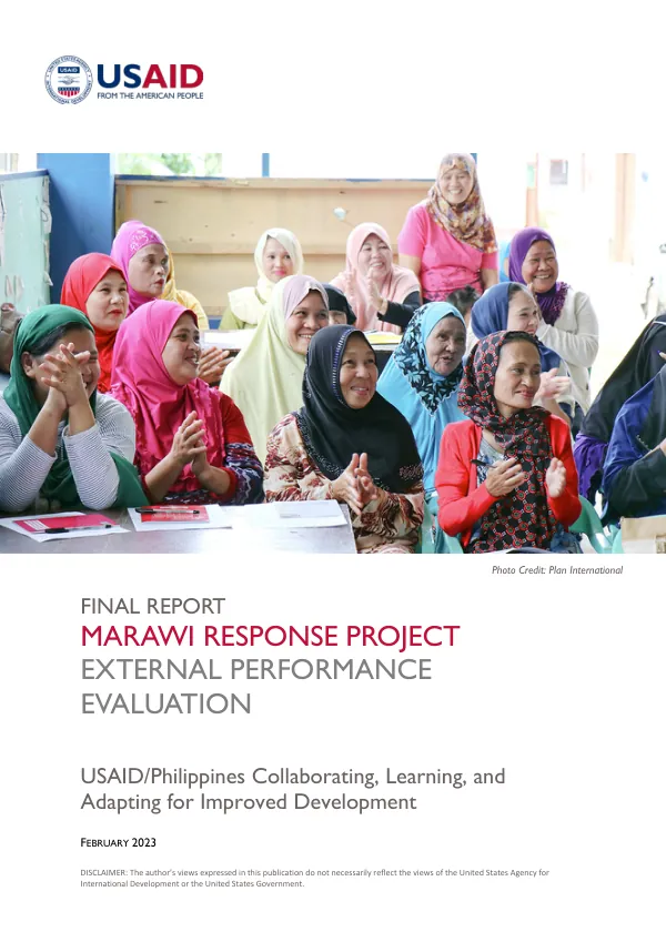 Final report : Marawi response project external performance evaluation