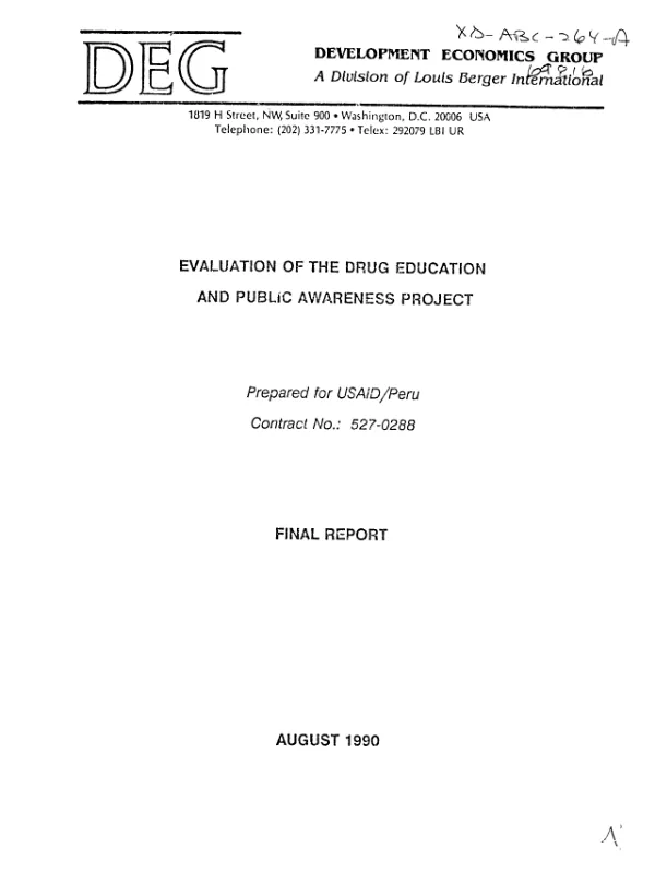 Evaluation of the drug education and public awareness project : final report