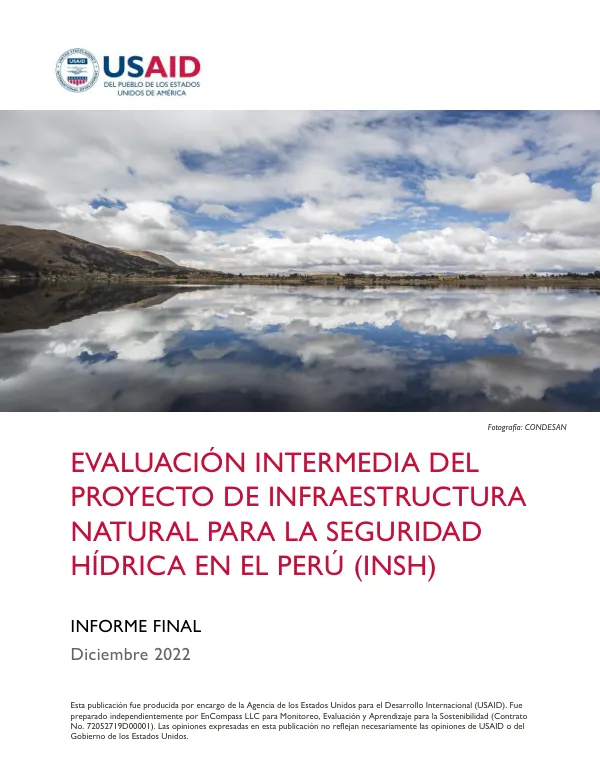 Evaluación intermedia del proyecto de infraestructura natural para la seguridad hídrica en el Perú (INSH)