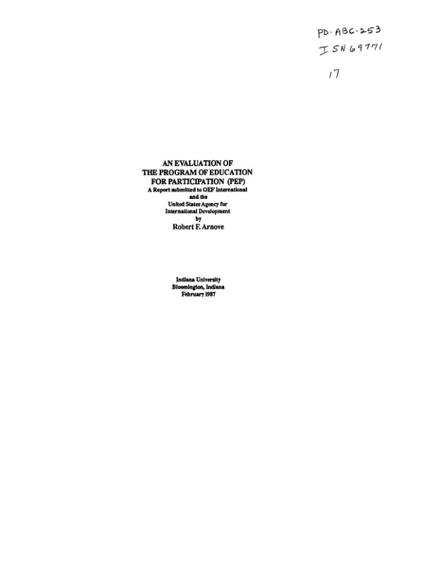 Evaluation of the program of education for participation (PEP)