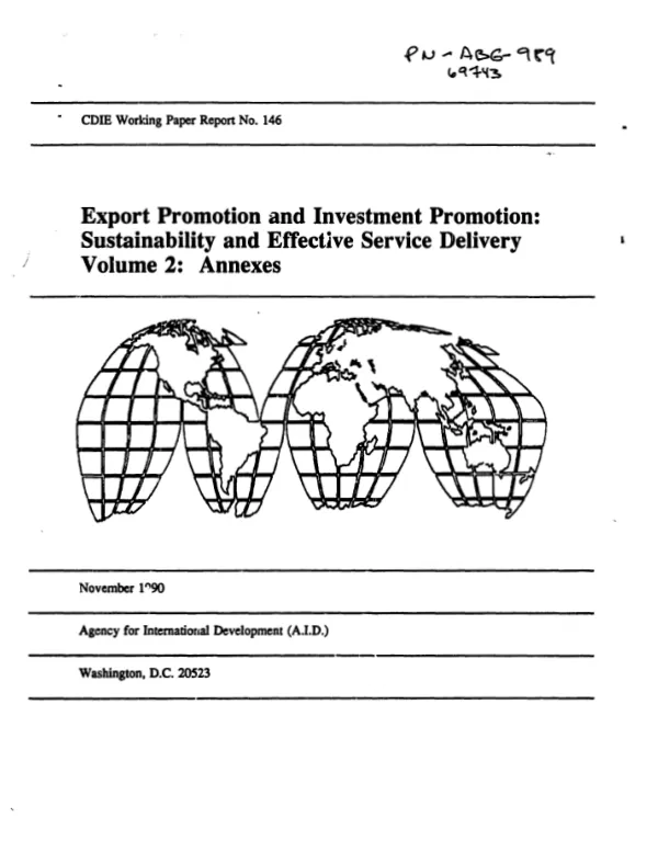 Export promotion and investment promotion : sustainability and effective service delivery -- volume 2: annexes