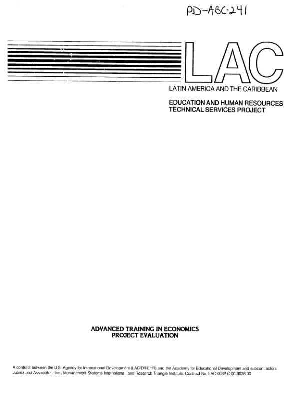 Advanced training in economics (ATIE) : project evaluation