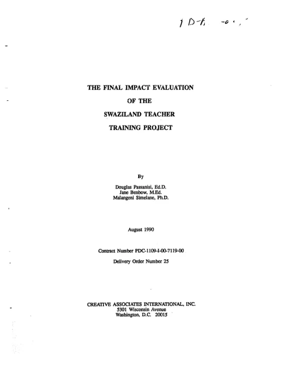 Final impact evaluation of the Swaziland teacher training project