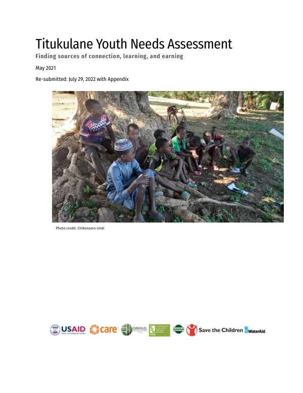 Titukulane youth needs assessment : finding sources of connection, learning, and earning