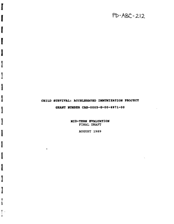 Child survival : accelerated immunization project, grant number CAR-0005-G-00-6971-00 -- mid-term evaluation, final draft