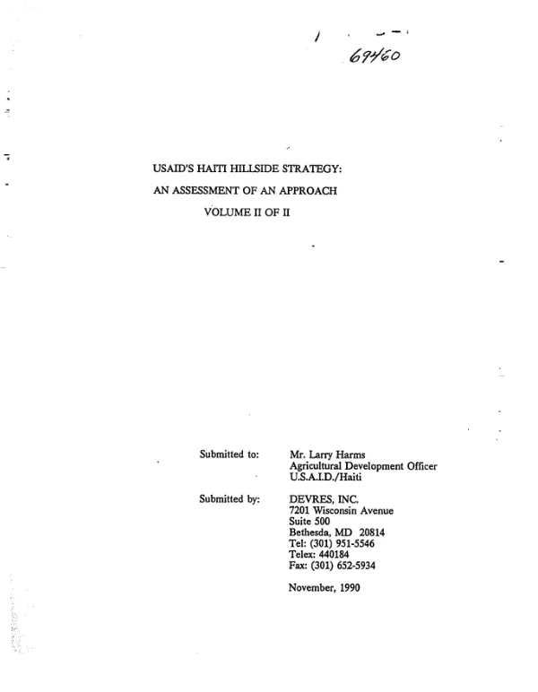 USAID's Haiti hillside strategy : an assessment of an approach, volume II of II