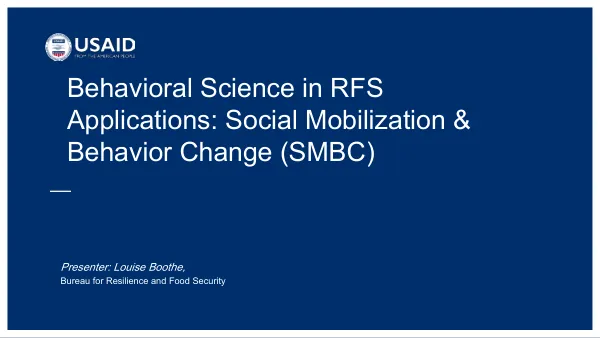 Behavioral science in RFS applications : social mobilization & behavior change (SMBC)