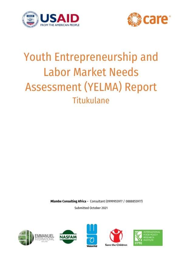 Youth entrepreneurship and labor market needs assessment (YELMA) report : Titukulane