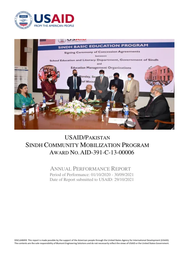 Sindh community mobilization program (CMP) : annual report 2020 - 2021