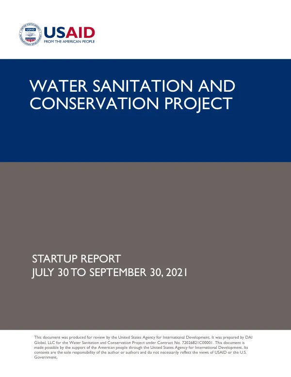 Water sanitation and conservation project : startup report