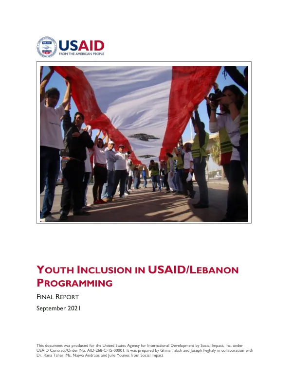 Resource guide : youth inclusion in USAID/Lebanon programming