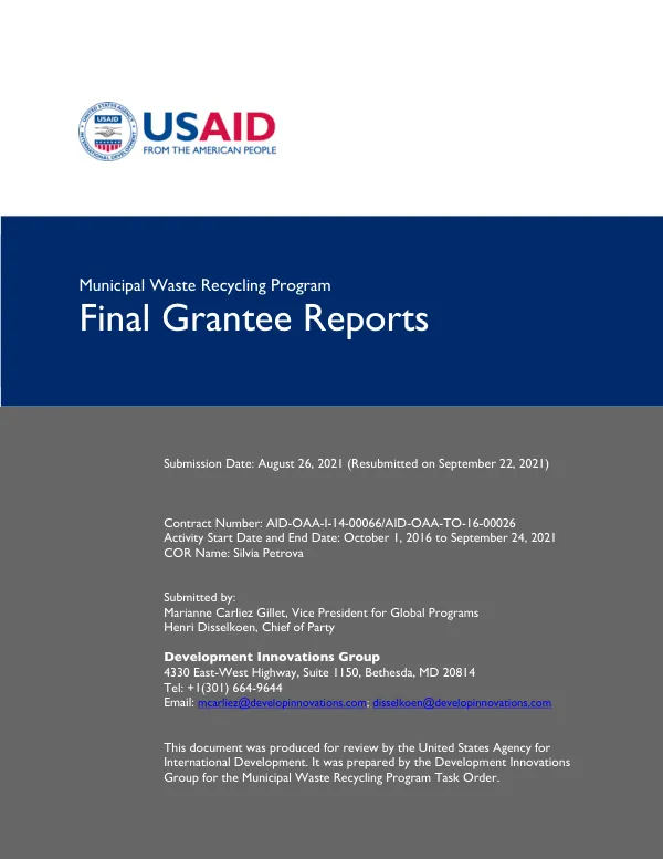 Municipal waste recycling program : final grantee reports