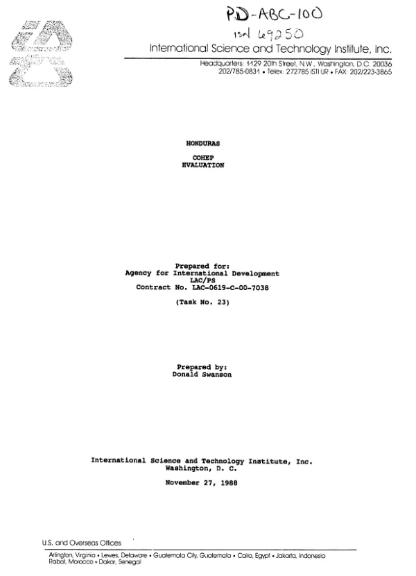 Honduras : COHEP evaluation