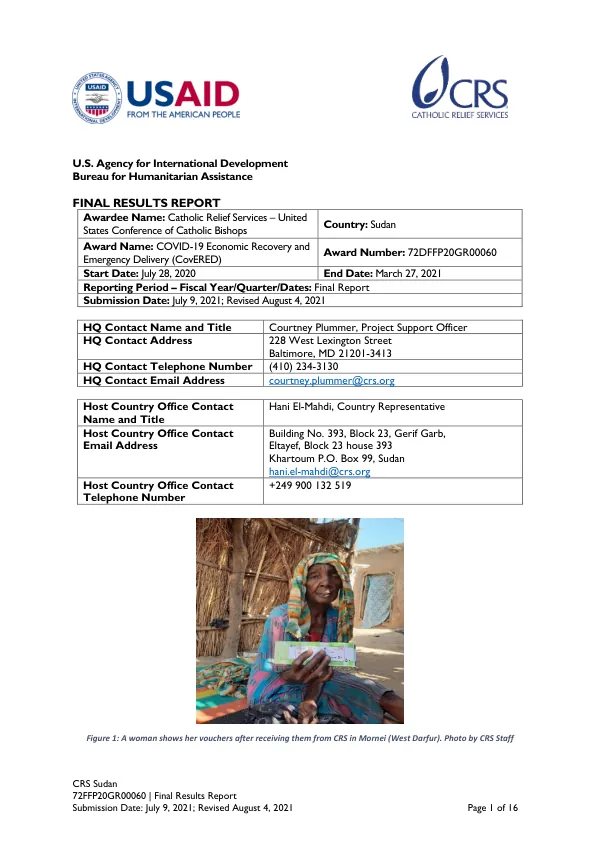 COVID-19 economic recovery and emergency delivery (CovERED) : final results report