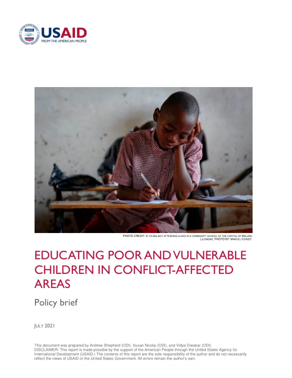 Educating poor and vulnerable children in conflict-affected areas : policy brief