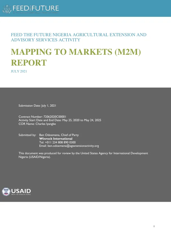 Feed the Future Nigeria agricultural extension and advisory services activity : mapping to markets (M2M) report