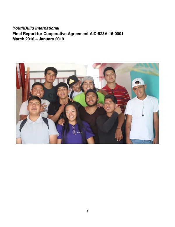 YouthBuild International : final report for cooperative agreement AID-523A-16-0001, March 2016 - January 2019
