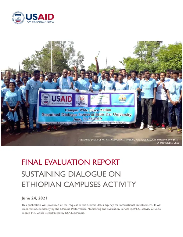 Final evaluation report sustaining dialogue on Ethiopian campuses activity