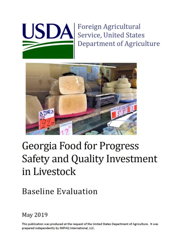 [USDA FY 2018] Georgia food for progress safety and quality investment in livestock : baseline evaluation