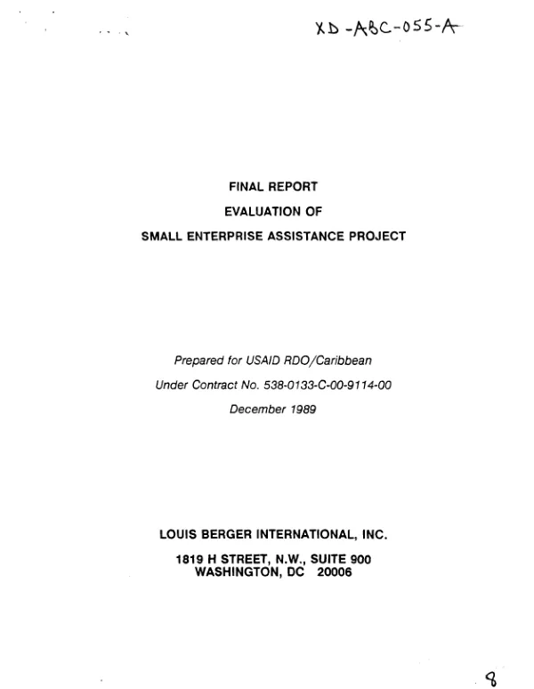 Final report : evaluation of small enterprise assistance project