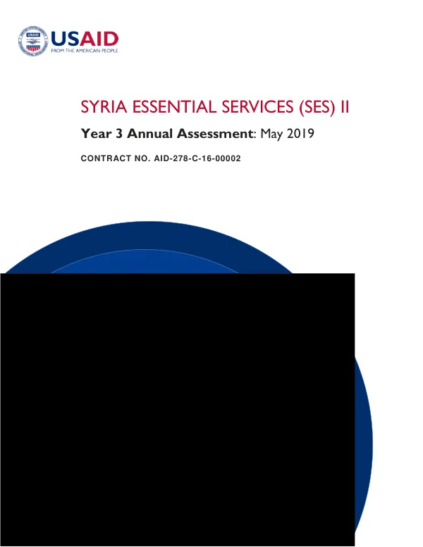 Syria essential services (SES) II : year 3 annual assessment