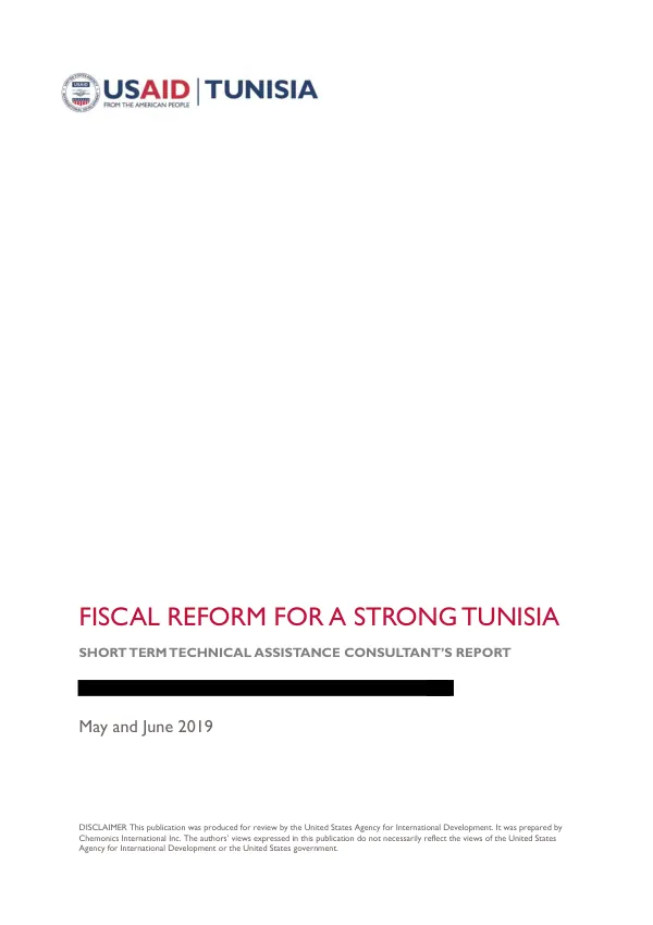 Fiscal reform for a strong Tunisia : short term technical assistance consultant’s report [communication specialist STTA]