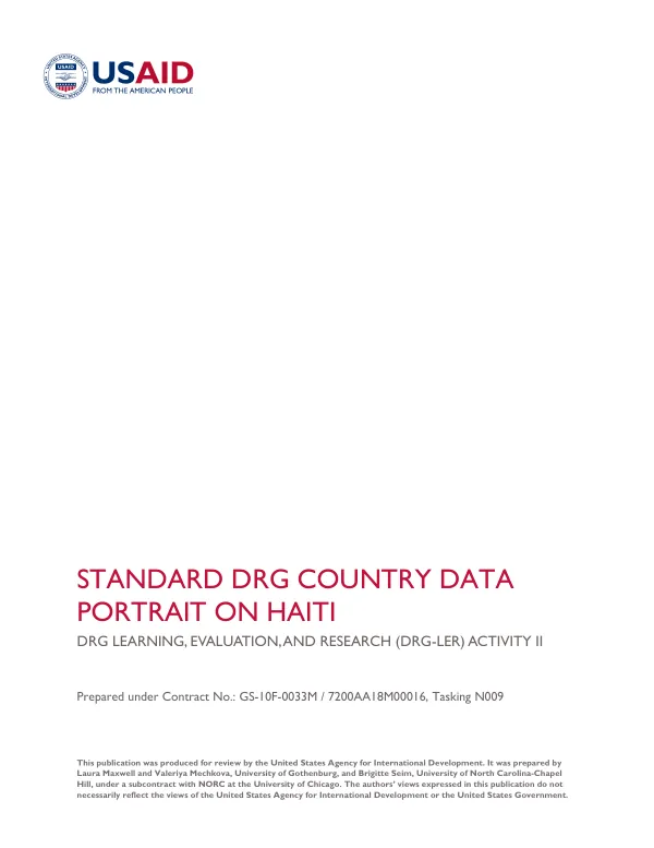 DRG learning, evaluation, and research (DRG-LER) activity II : standard country portrait Haiti