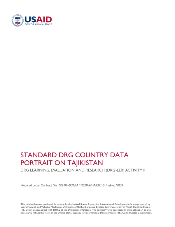 DRG learning, evaluation, and research (DRG-LER) activity II : standard DRG country data portrait on Tajikistan