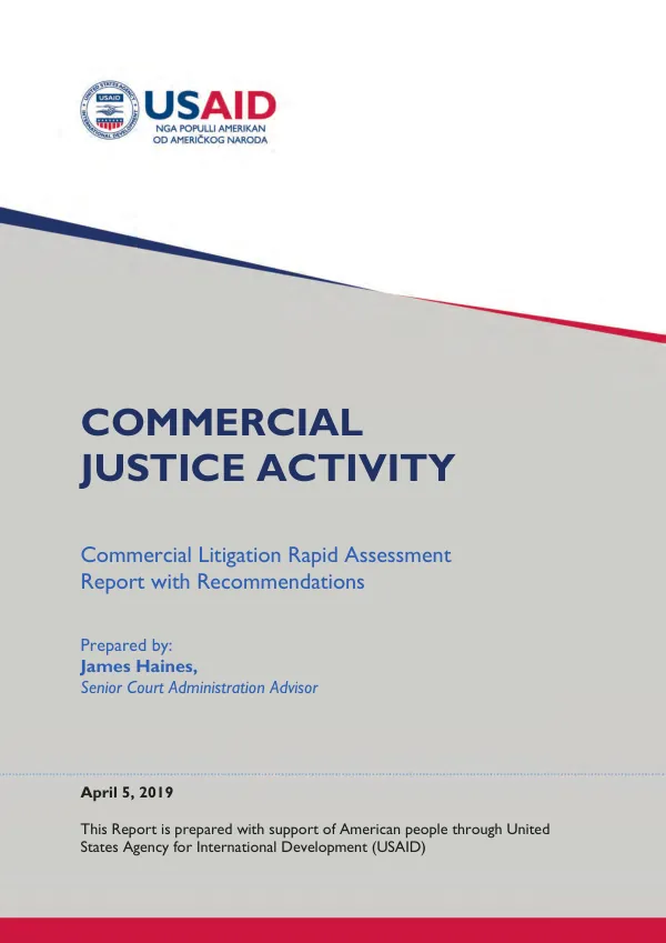 Commercial justice activity : commercial litigation rapid assessment report with recommendations