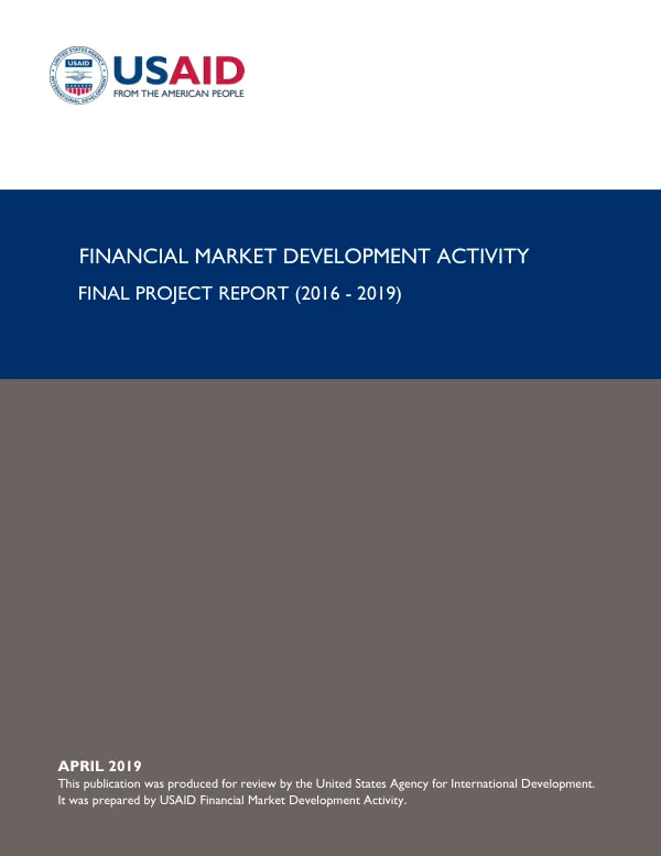 Financial markets development : activity final project report (2016-2019)