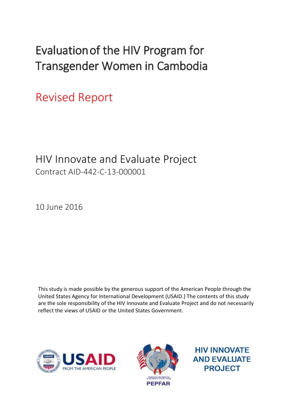 Evaluationof the HIV Program for Transgender Women in Cambodia
