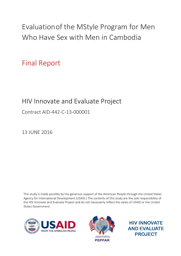 Evaluation of the MStyle Program for Men Who Have Sex with Men in Cambodia