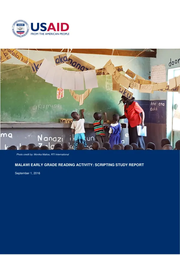 Malawi early grade reading activity: scripting study report