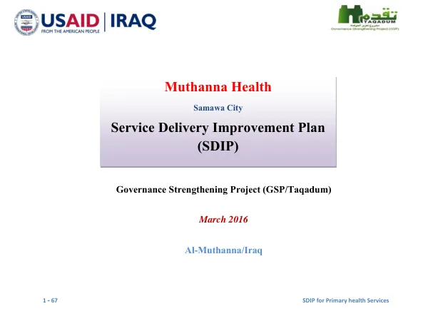 Muthanna Hleath - Service Delivery Improvement Plan (SDIP) March 2016