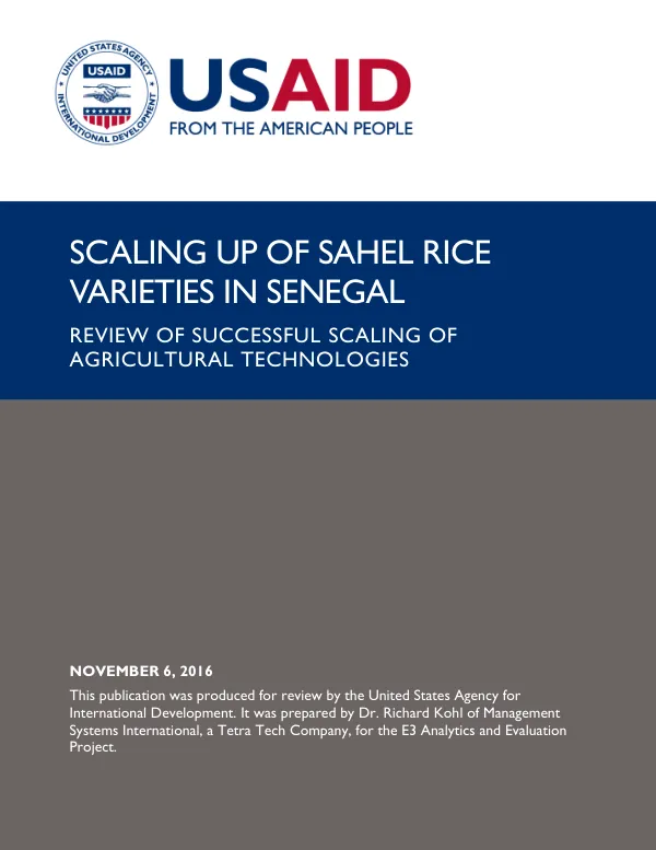 Scaling Up of Sahel Rice Varieties in Senegal: Review of Successful Scaling of Agricultural Technologies