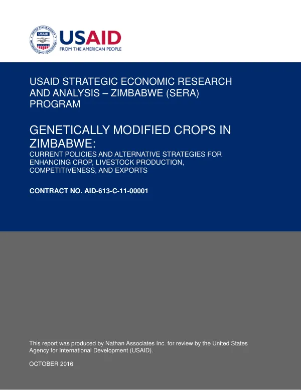 Genetically Modified Crops in Zimbabwe: Current Policies and Alternative Strategies for Enhancing Crop, Livestock Production Competitiveness, and Exports