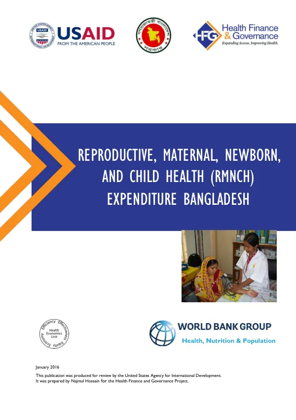 Reproductive, Maternal, Newborn, and Child Health (RMNCH) Expenditure Bangladesh