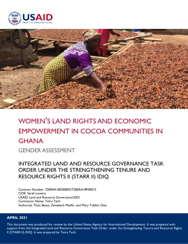 Women"s land rights and economic empowerment in cocoa communities in Ghana : gender assessment