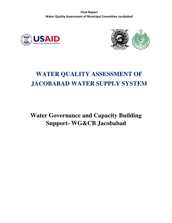 Water quality assessment report of Jacobabad water supply system