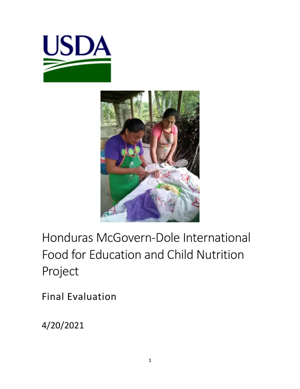 [USDA] Honduras mcgovern-dole international food for education and child nutrition project : final evaluation