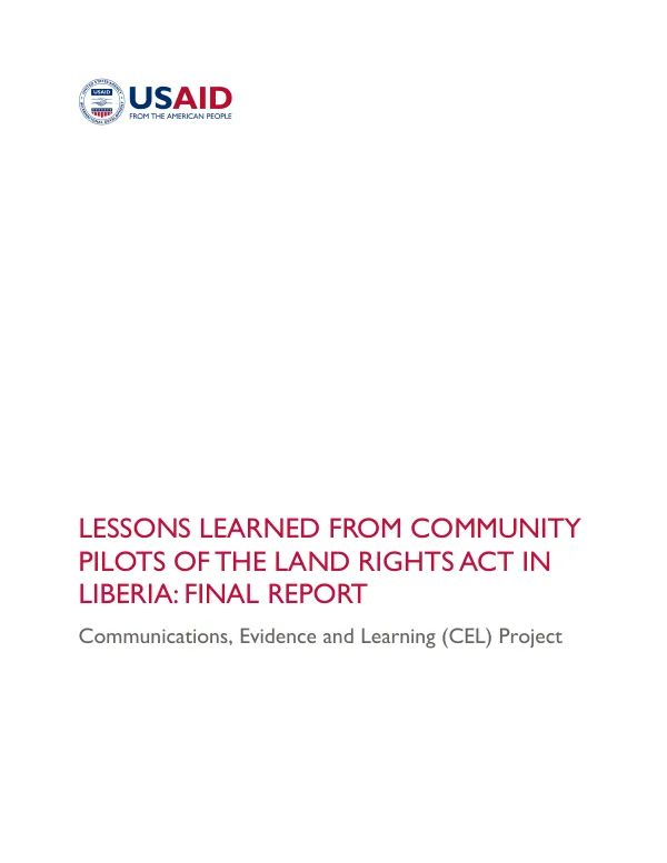 Liberia lessons learned on LRA community implementation : final report