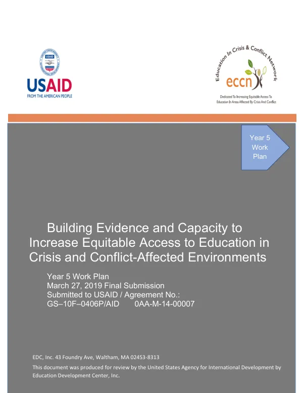 Education in crisis and conflict network : ECCN : year 5 work plan