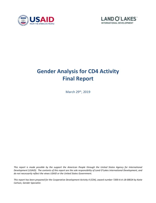 Gender analysis for CD4 activity : final report