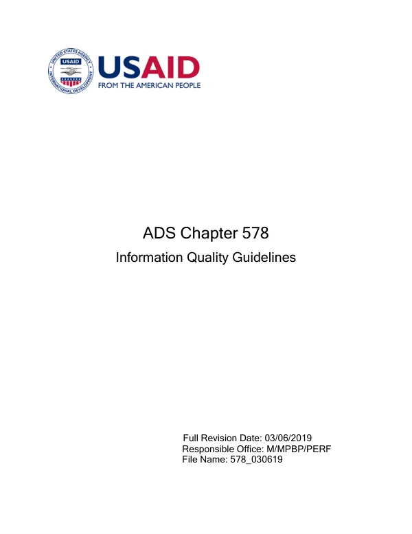 ADS chapter 578 : Information quality guidelines