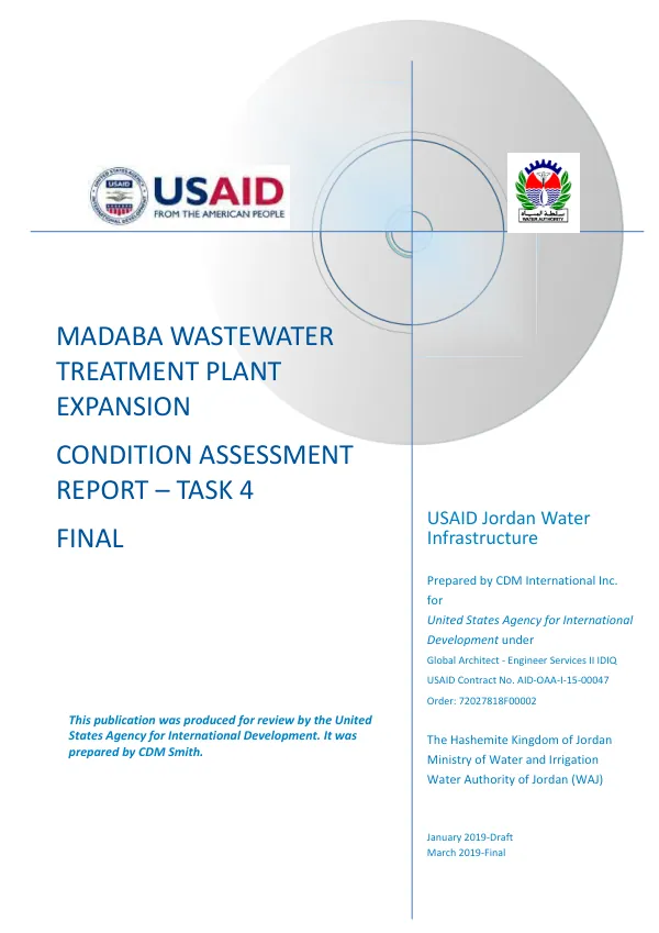 Madaba wastewater treatment plant expansion : condition assessment report - task 4 : final