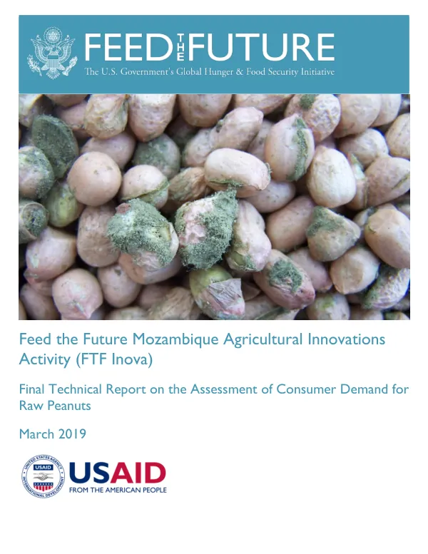 Feed the Future Mozambique Agricultural Innovations activity (FTF Inova) : final technical report on the assessment of consumer demand for raw peanuts