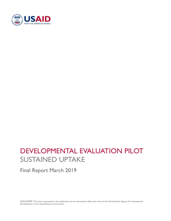 Developmental evaluation pilot sustained uptake : final report