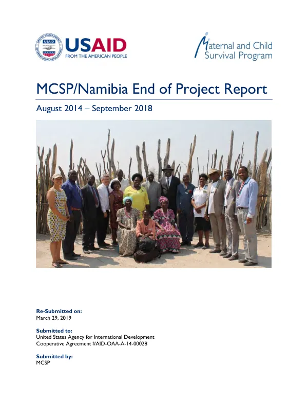 MCSP/Namibia end of program report. August 2014 - September 2018